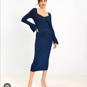 Loft Elegant Blue Knit Dress